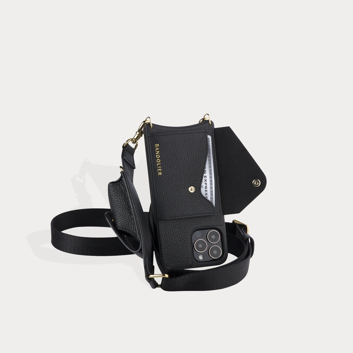 Lana Side-Slot Crossbody - Black/Gold