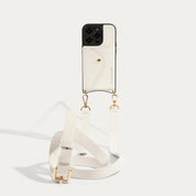 Hailey Side Slot Leather Crossbody Bandolier - Ivory/Gold