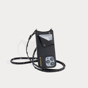 Sarah Pebble Leather Crossbody Bandolier - Black/Pewter
