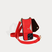 Hailey Side Slot Leather Crossbody Bandolier - Poppy Red/Gold