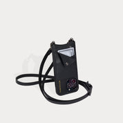 Emma Pebble Leather Crossbody Bandolier - Black/Pewter