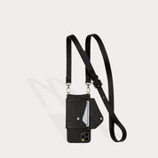 Hailey Folio Pebble Leather Crossbody Bandolier - Black/Silver