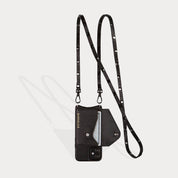 Sarah Pebble Leather Crossbody Bandolier - Black/Pewter