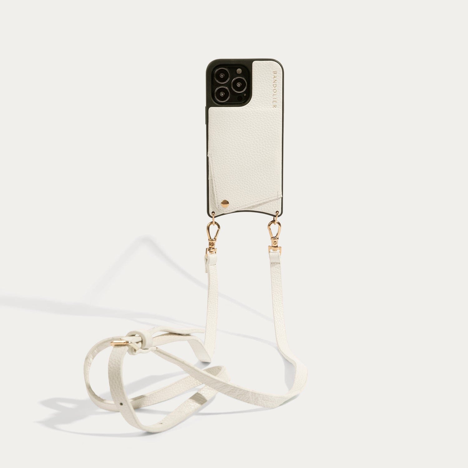 Emma Pebble Leather Crossbody Bandolier - Ivory/Gold
