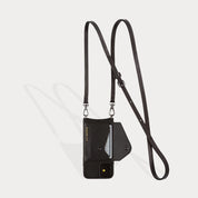 Emma Pebble Leather Crossbody Bandolier - Black/Pewter