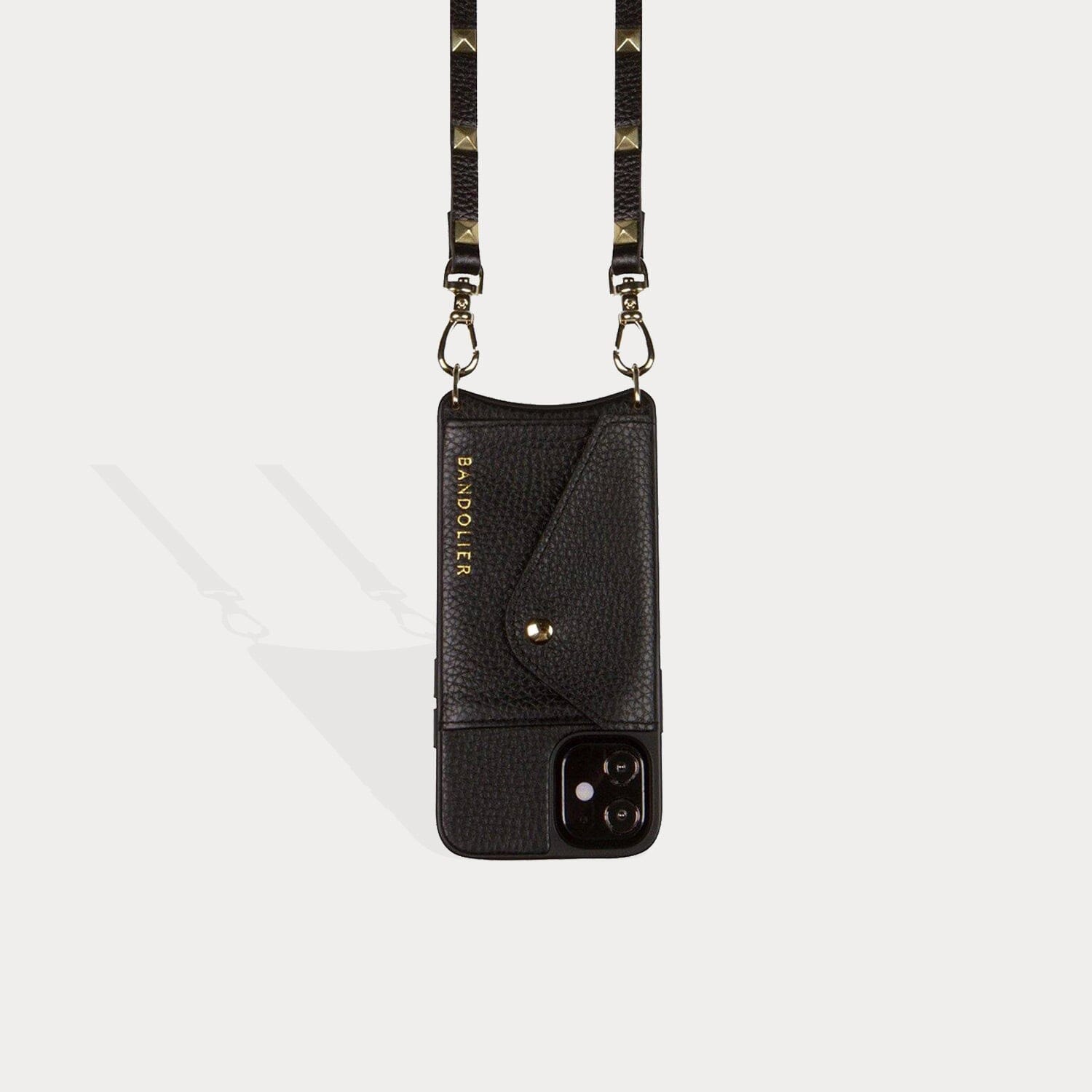 Sarah Pebble Leather Crossbody Bandolier - Black/Gold