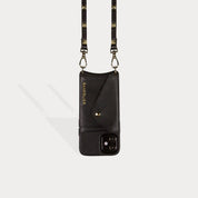 Sarah Pebble Leather Crossbody Bandolier - Black/Gold