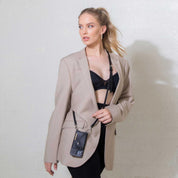 Emma Pebble Leather Crossbody Bandolier - Black/Gold