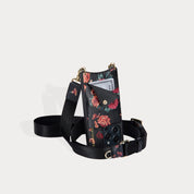Bobby Floral Crossbody Bandolier - Black Floral/Gold