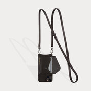 Emma Pebble Leather Crossbody Bandolier - Black/Pewter
