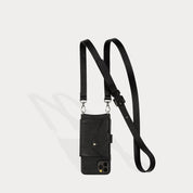 Hailey Folio Pebble Leather Crossbody Bandolier - Black/Silver