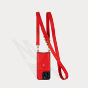 Hailey Side Slot Leather Crossbody Bandolier - Poppy Red/Gold