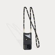 Sarah Pebble Leather Crossbody Bandolier - Black/Gold