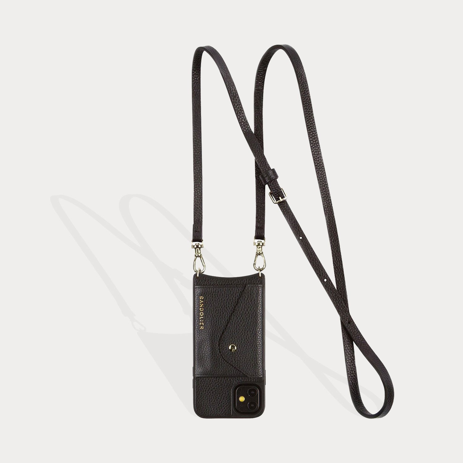 Emma Pebble Leather Crossbody Bandolier - Black/Gold