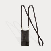 Emma Pebble Leather Crossbody Bandolier - Black/Gold