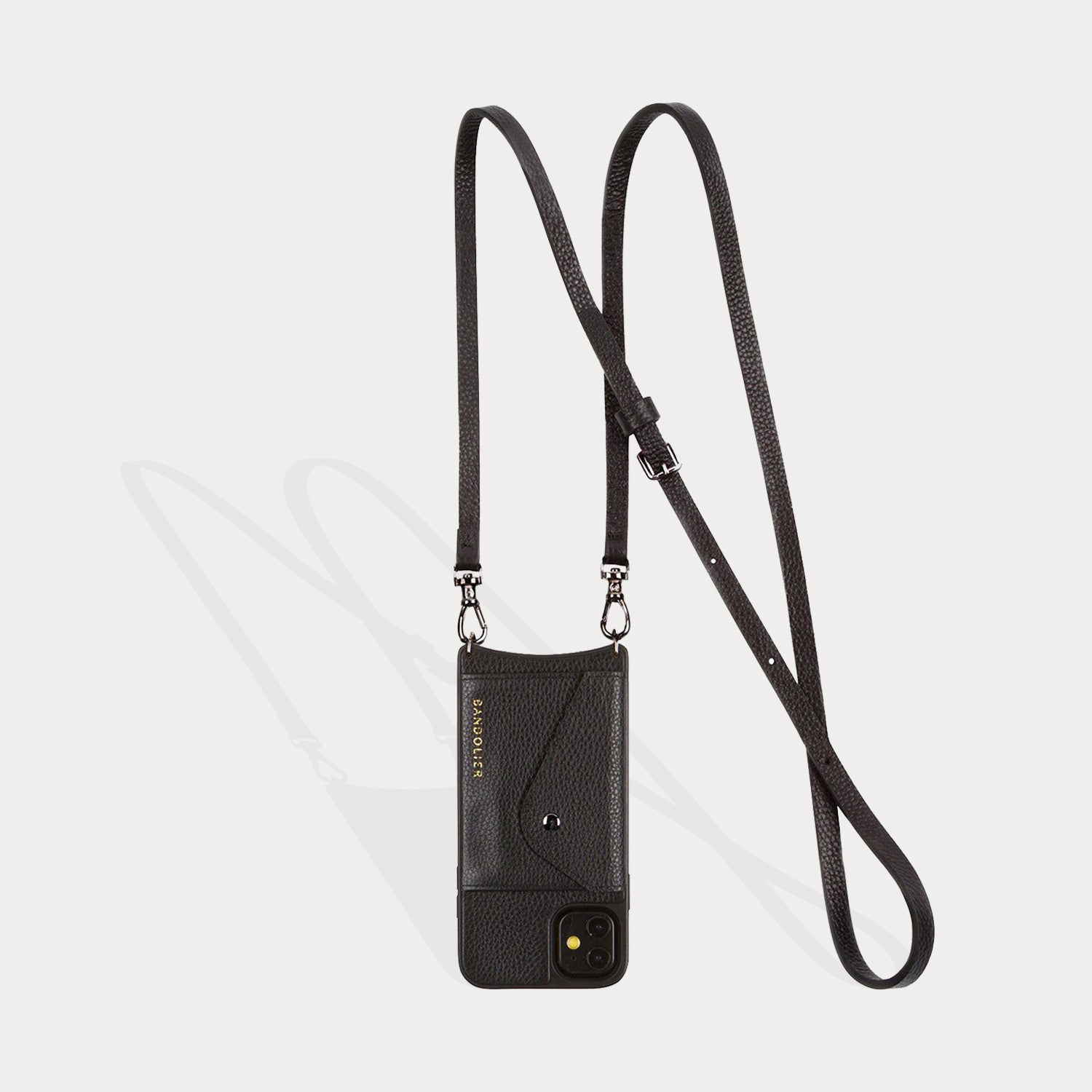 Emma Pebble Leather Crossbody Bandolier - Black/Pewter