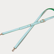 Halle Side Slot Leather Crossbody Bandolier - Light Blue/Gold