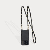 Sarah Pebble Leather Crossbody Bandolier - Black/Gold