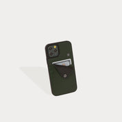 Alex Pebble Leather Wallet Case (no D-rings) - Green/Pewter