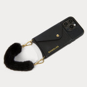 Norah Faux Fur Wristlet - Black/Gold