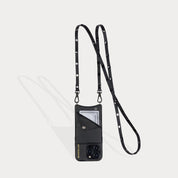 Sarah Pebble Leather Crossbody Bandolier - Black/Pewter