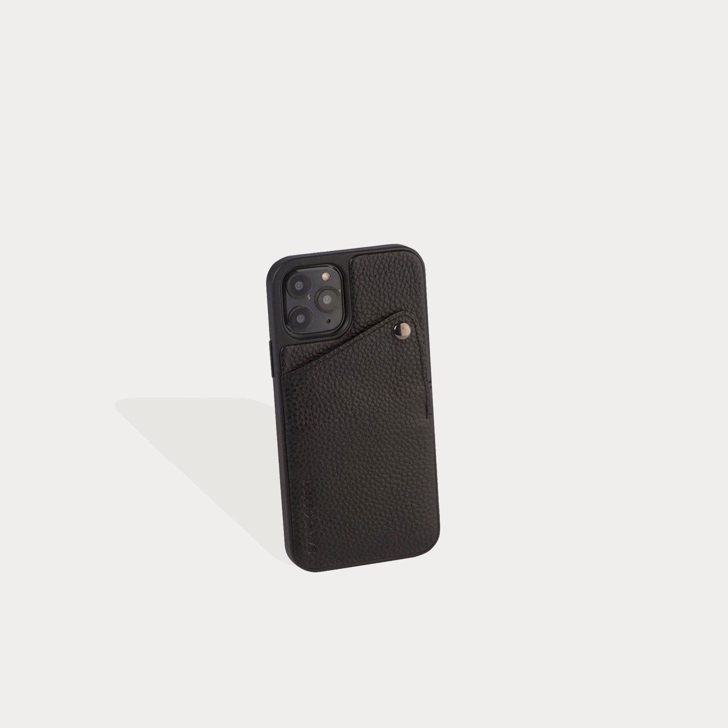Alex Pebble Leather Wallet Case (no D-rings) - Black/Pewter