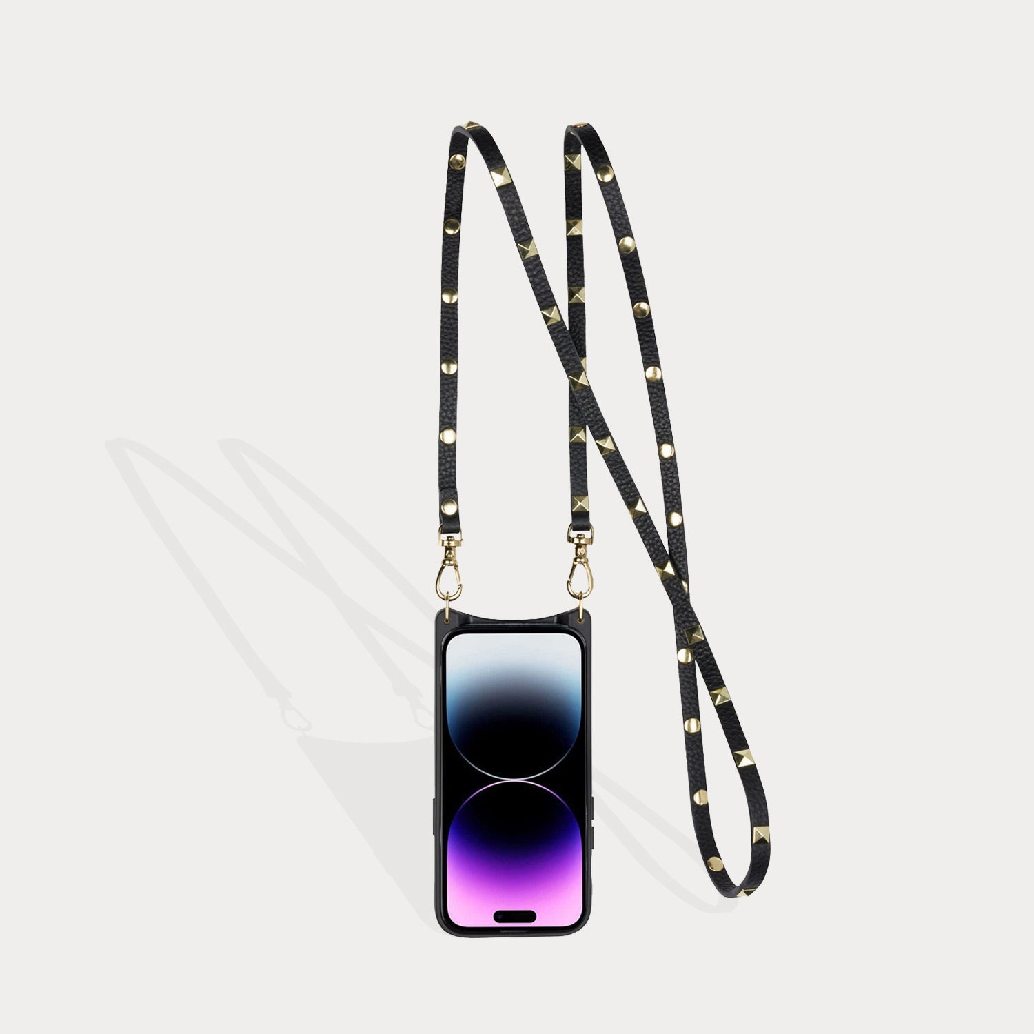 Sarah Pebble Leather Crossbody Bandolier - Black/Gold