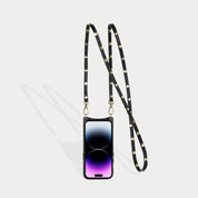 Sarah Pebble Leather Crossbody Bandolier - Black/Gold