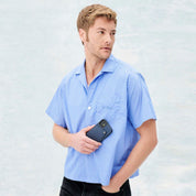 Alex Pebble Leather Wallet Case (no D-rings) - Navy/Pewter