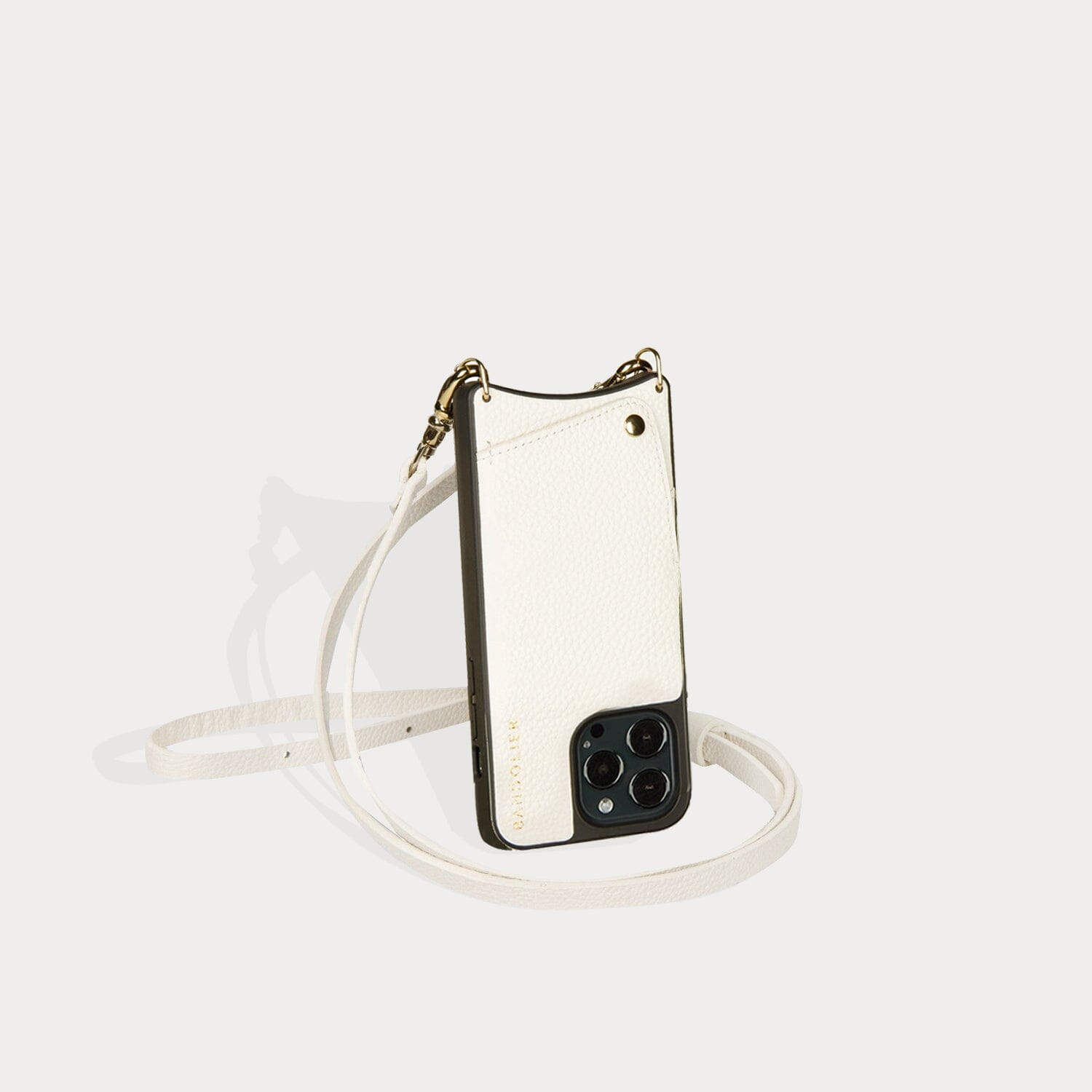 Emma Pebble Leather Crossbody Bandolier - Ivory/Gold