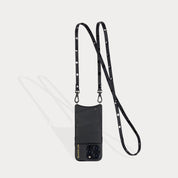 Sarah Pebble Leather Crossbody Bandolier - Black/Pewter