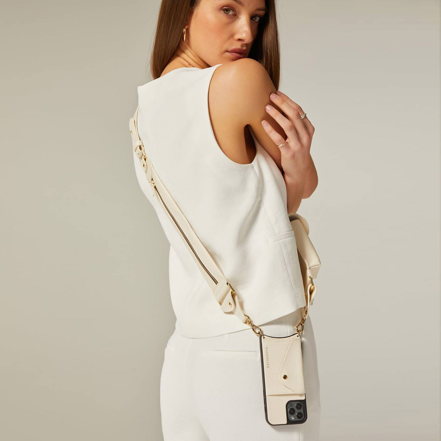 Billie Utility Crossbody with Case - Ivory/Gold