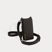 Hailey Folio Pebble Leather Crossbody Bandolier - Black/Silver