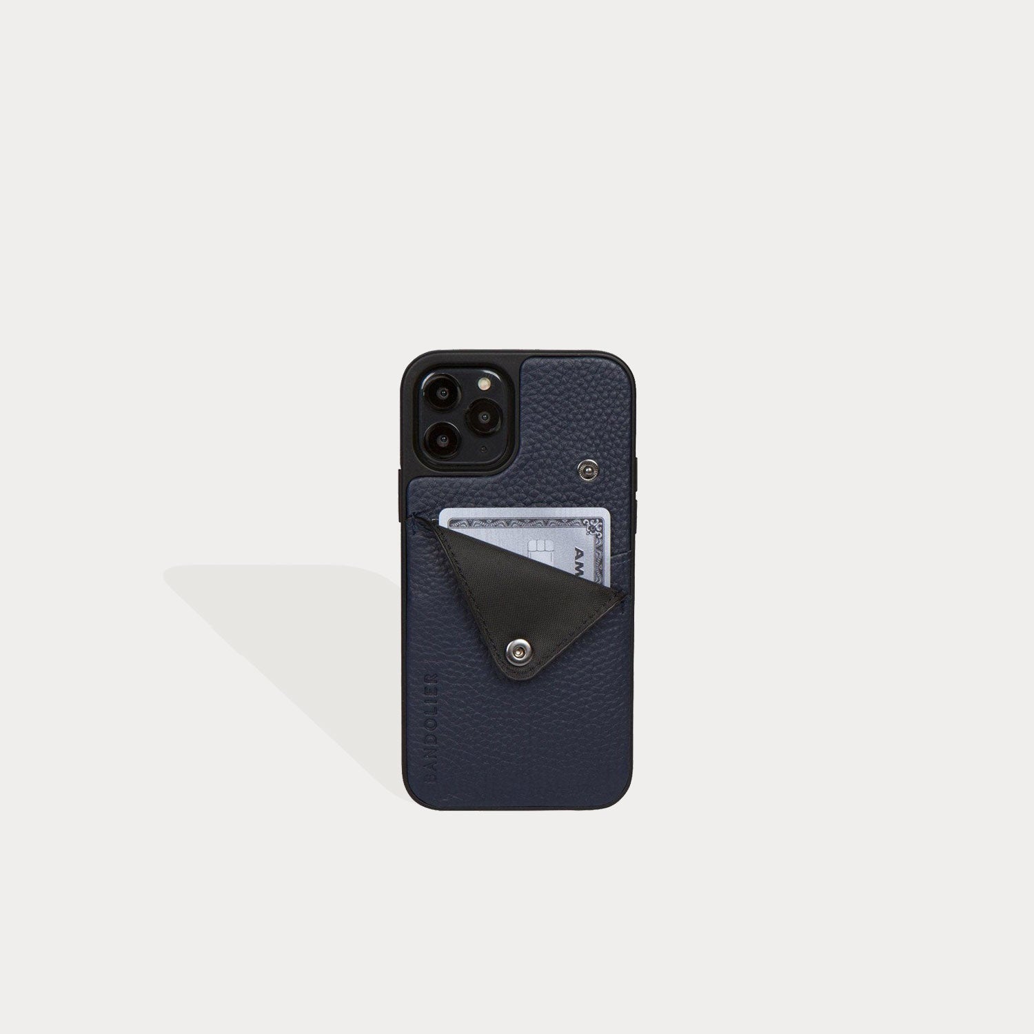 Alex Pebble Leather Wallet Case (no D-rings) - Navy/Pewter