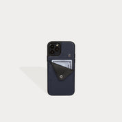 Alex Pebble Leather Wallet Case (no D-rings) - Navy/Pewter