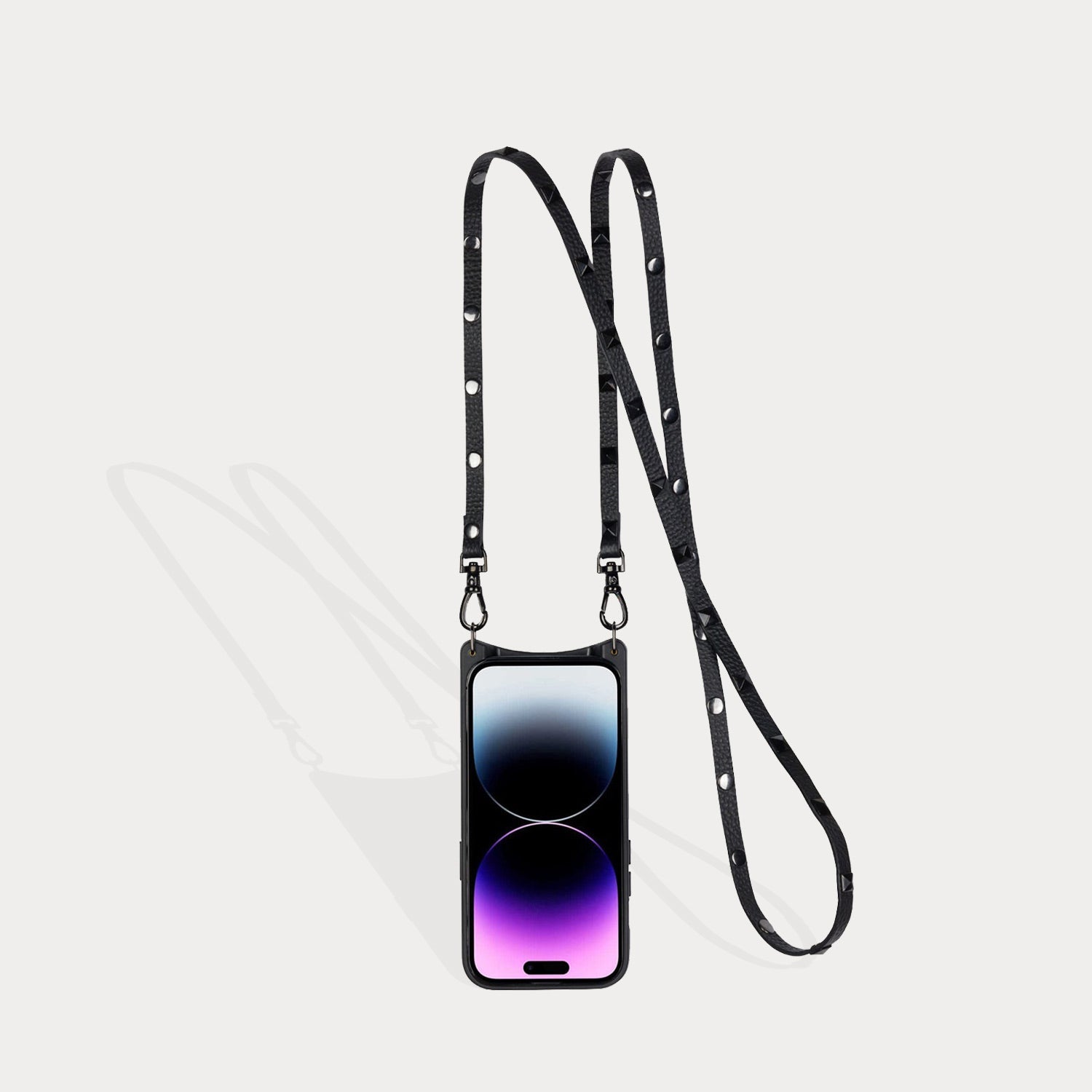 Sarah Pebble Leather Crossbody Bandolier - Black/Pewter
