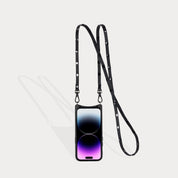 Sarah Pebble Leather Crossbody Bandolier - Black/Pewter