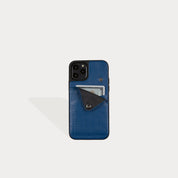 Alex Pebble Leather Wallet Case (no D-rings) - Deep Blue/Pewter