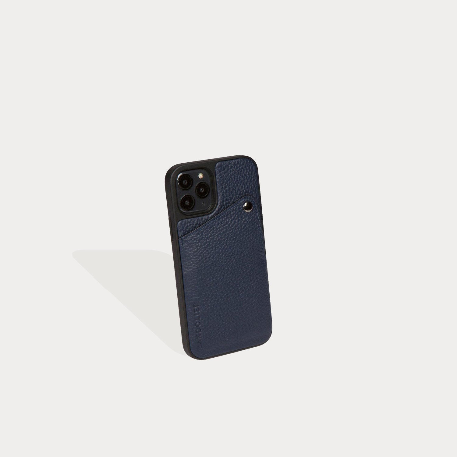 Alex Pebble Leather Wallet Case (no D-rings) - Navy/Pewter