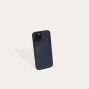 Alex Pebble Leather Wallet Case (no D-rings) - Navy/Pewter