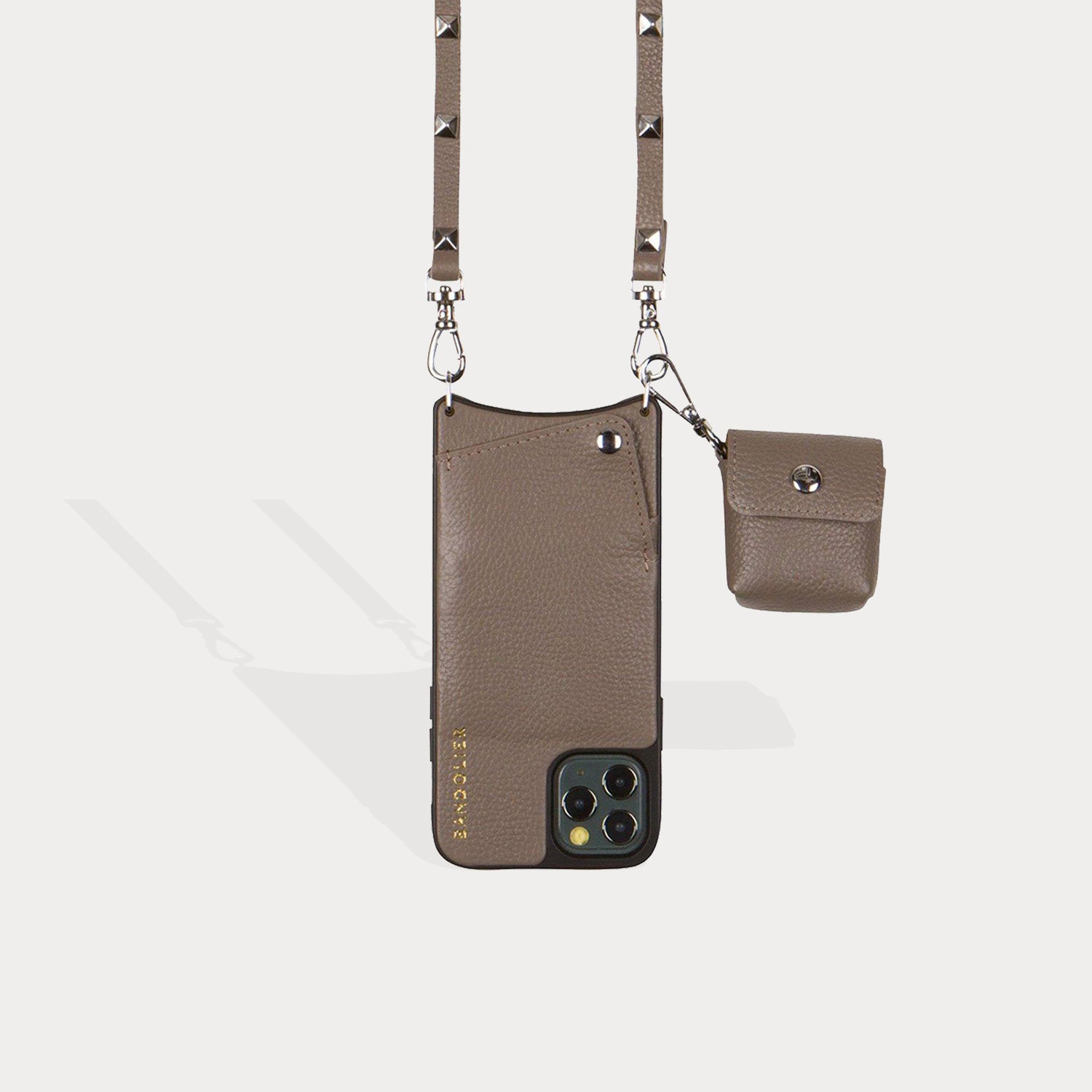 Avery AirPods Clip-On Pouch - Dark Taupe/Silver