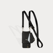 Hailey Folio Pebble Leather Crossbody Bandolier - Black/Gold