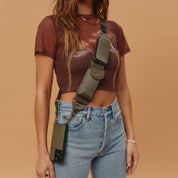 Billie Nylon Utility Crossbody with Case - Army Green/Gold