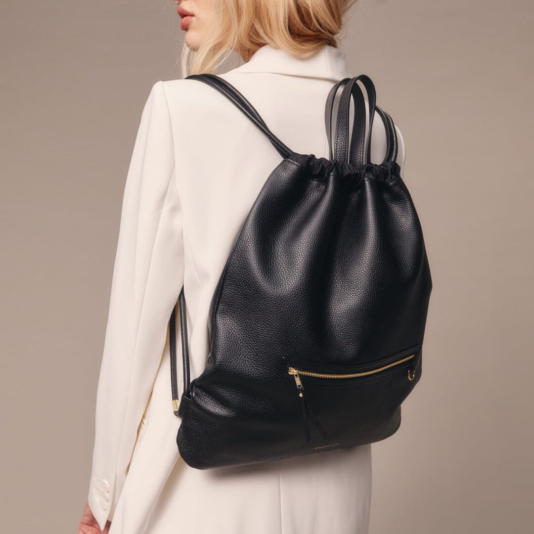 Drawstring Backpack - Black/Gold