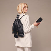 Drawstring Backpack - Black/Gold