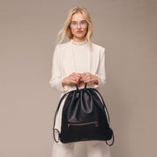 Drawstring Backpack - Black/Gold