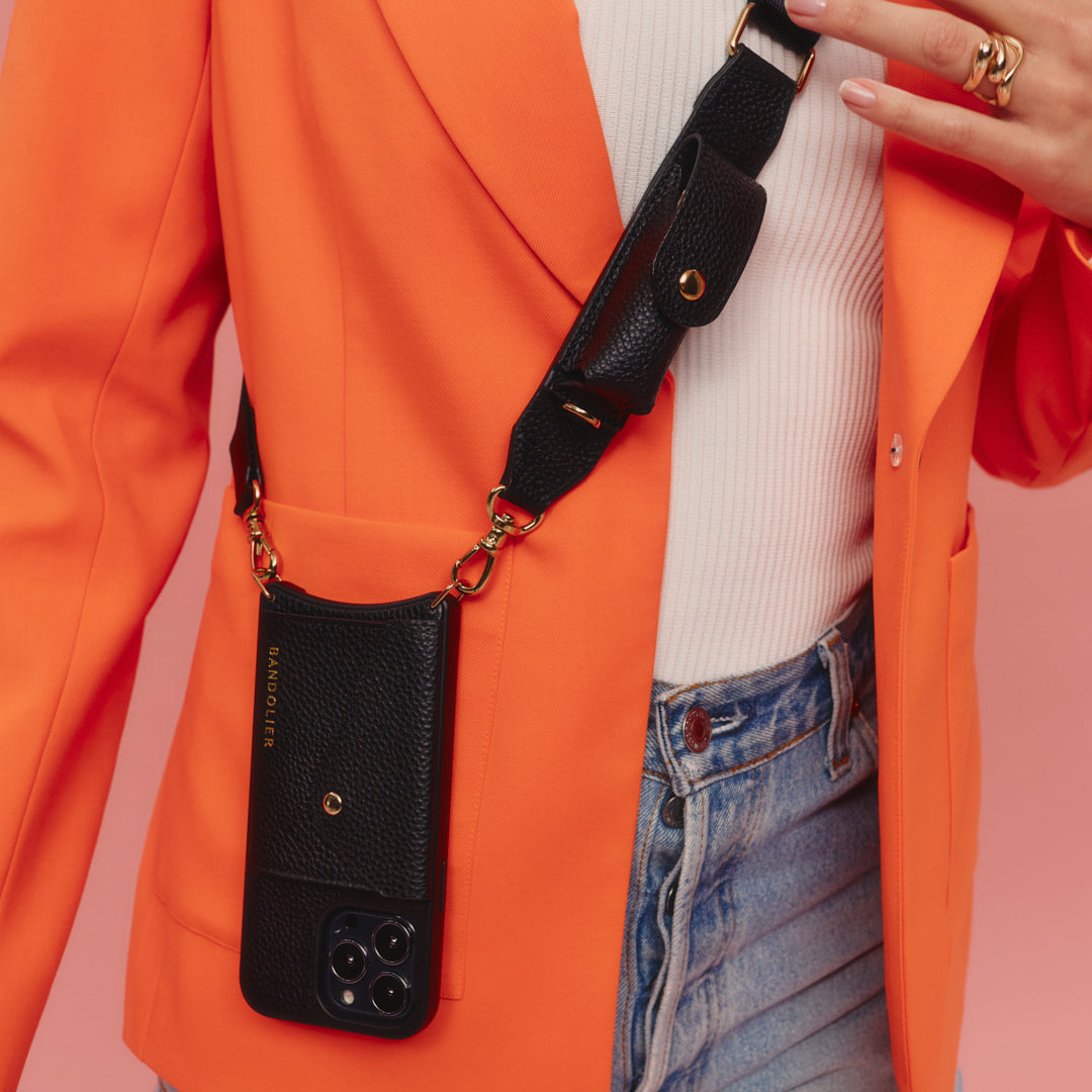 Lana Side-Slot Crossbody - Black/Gold