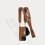 Sadie Side Slot Leather Crossbody Bandolier - Sienna/Gold