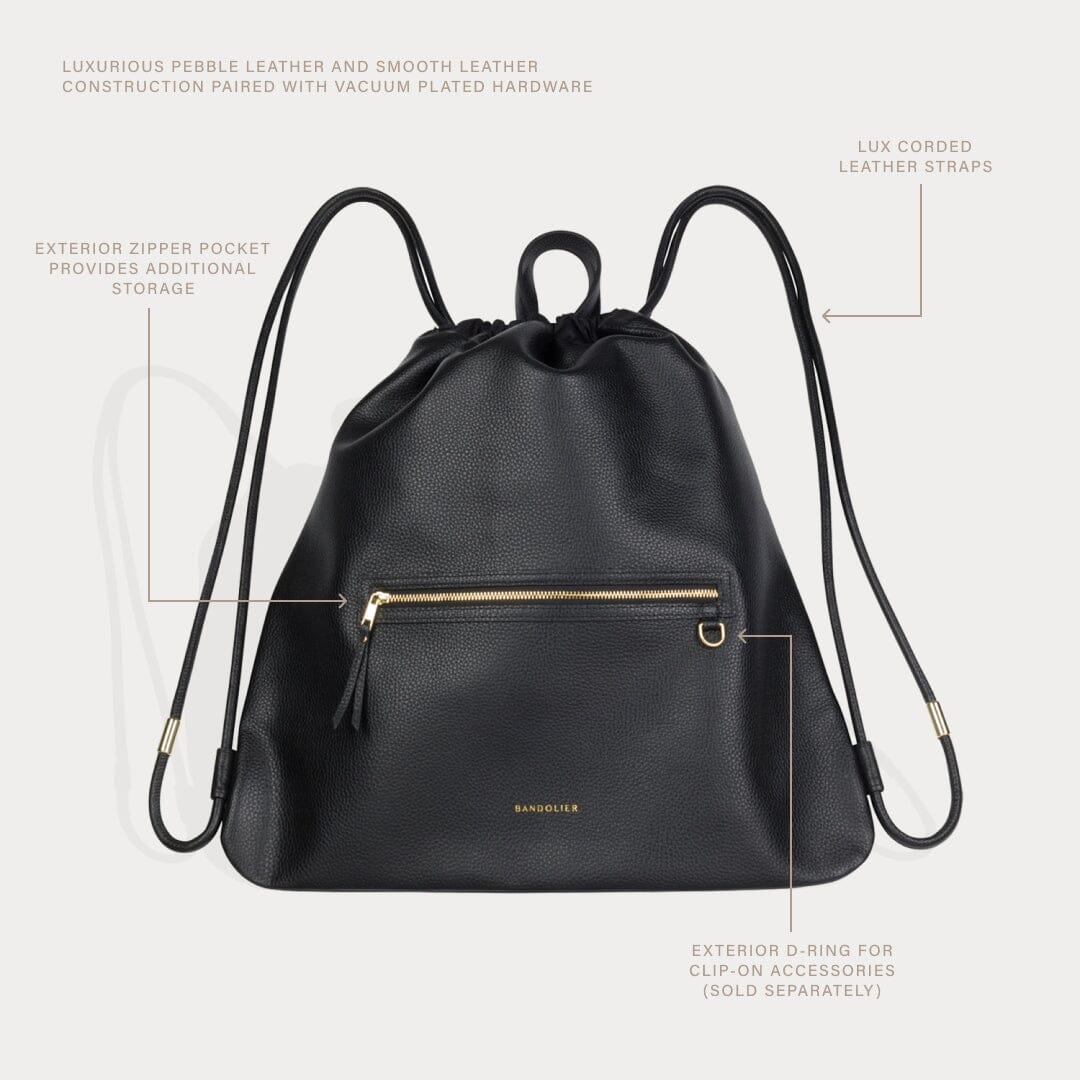 Drawstring Backpack - Black/Gold