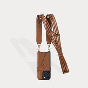 Sadie Side Slot Leather Crossbody Bandolier - Sienna/Gold